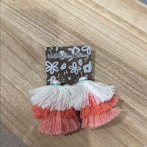 Matilda Jane Coral and White Tassel Earrings